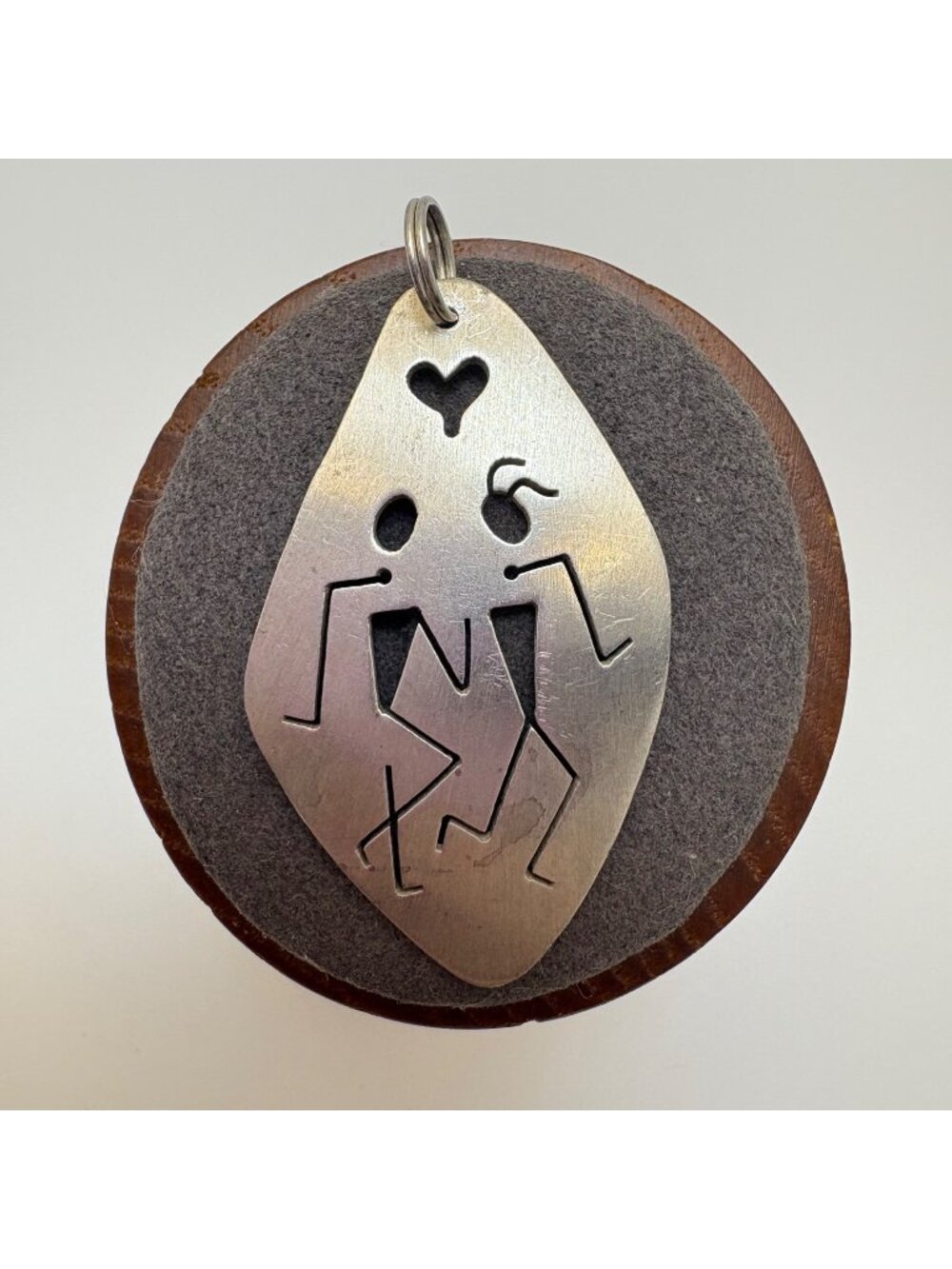 Couple's Sterling Silver 925 Heart Pendant Size 1.75" Length
